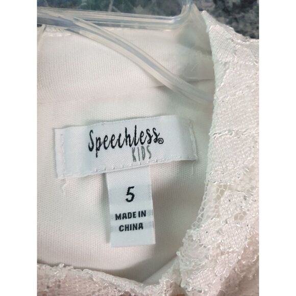 Girls' White Dress Sz 5 Rhinestone Trimmed Glitter Lace Bodice Formal Pagent NWO - Picture 8 of 8